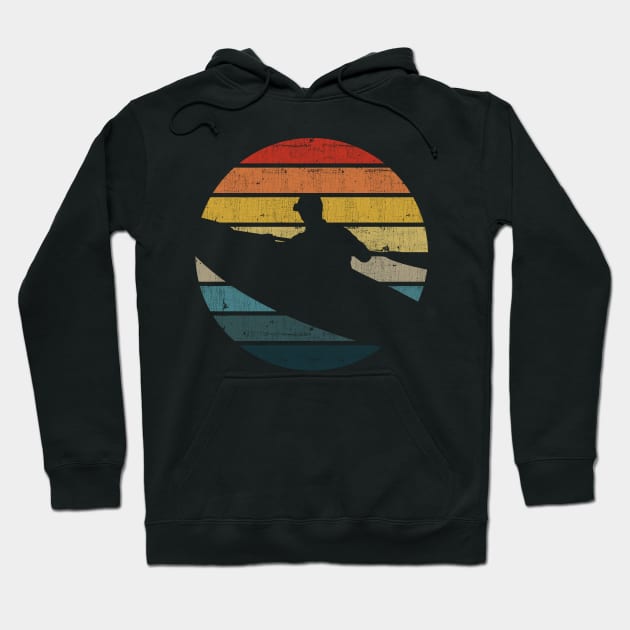 Canoeing Silhouette On A Distressed Retro Sunset print Hoodie by theodoros20